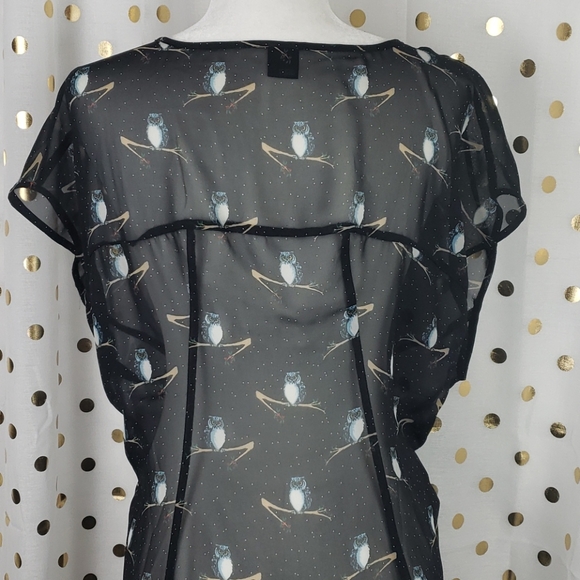 She Said...Black Sheer Owl Print Tunic - Picture 6 of 8